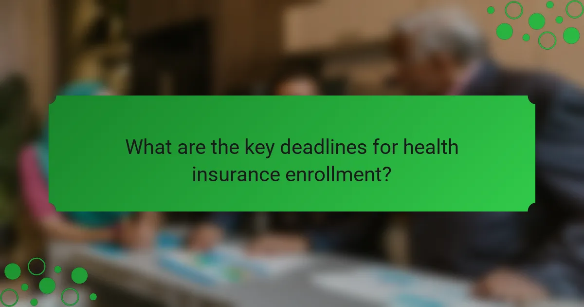 What are the key deadlines for health insurance enrollment?